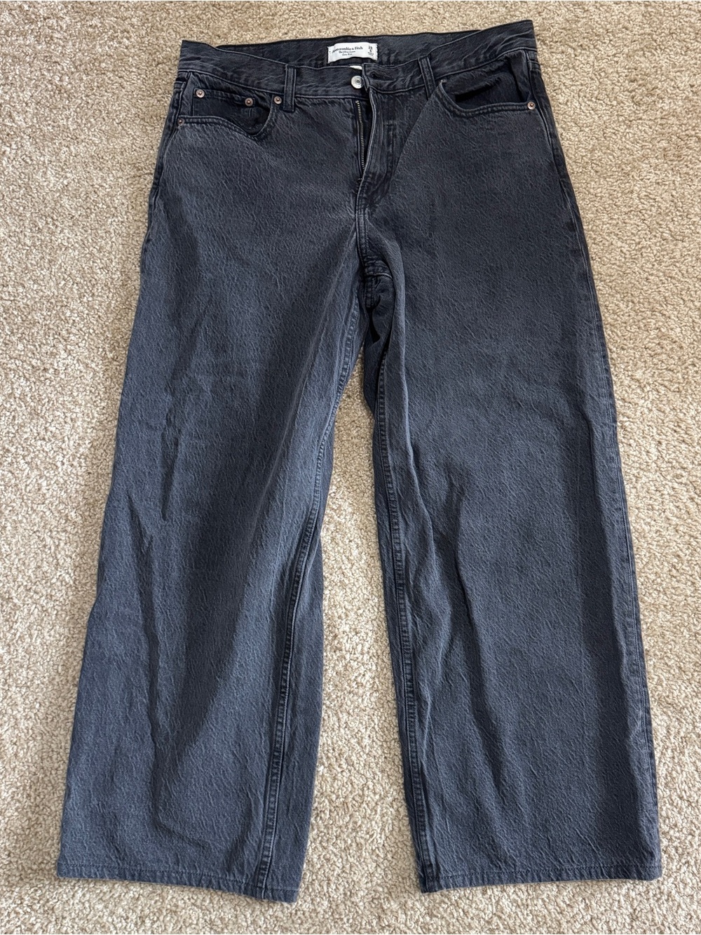 Abercrombie and fitch curve love ultra loose low rise washed black jeans